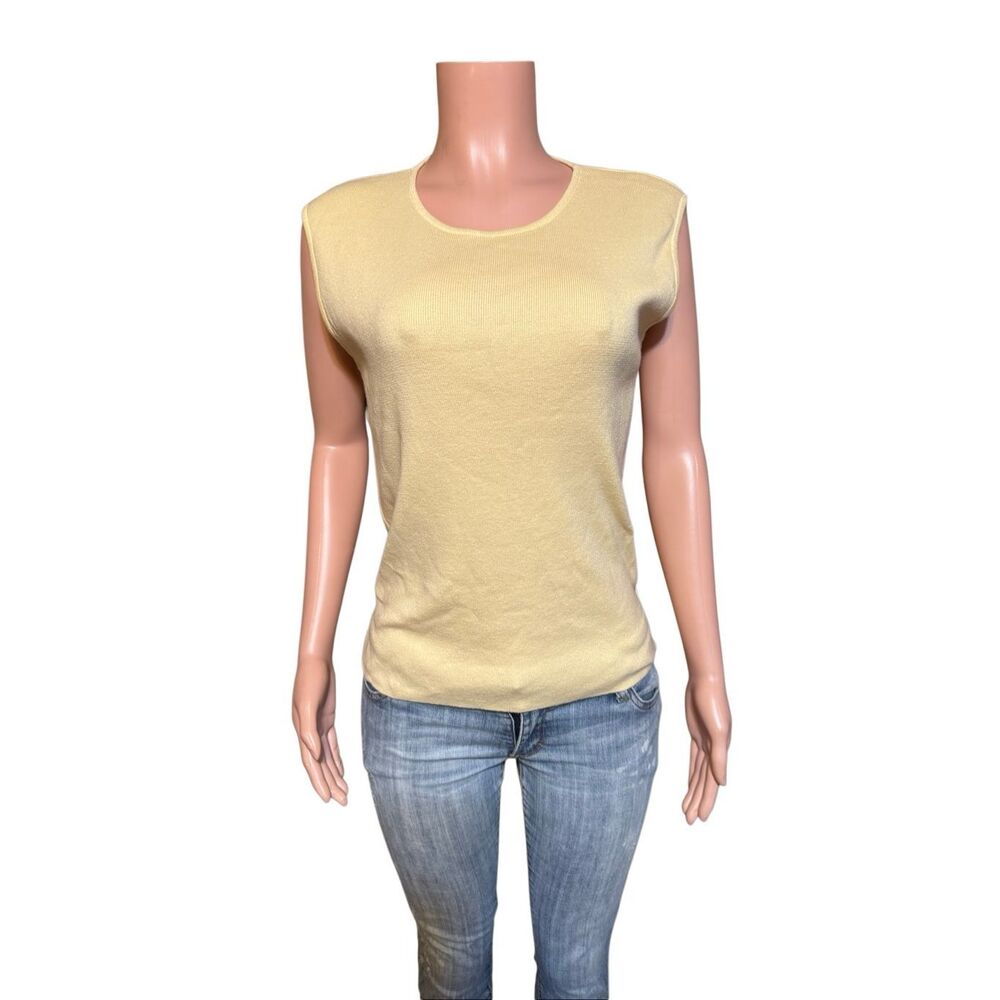 Akwa crew neck sleeveless yellow top XL